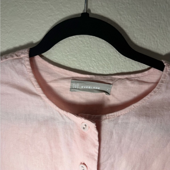Everlane Pink The Linen Popover Shirt Pink Linen Button Down Shirt Size 4 - Picture 6 of 6